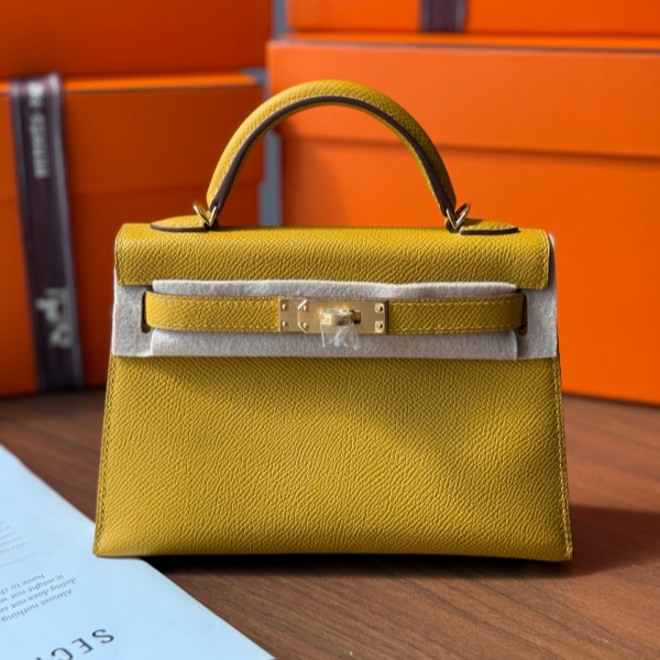 【エルメス HERMES】ミニケリー2 ジョーヌアンブル (9D) エプソン ゴールド金具（100％手縫）